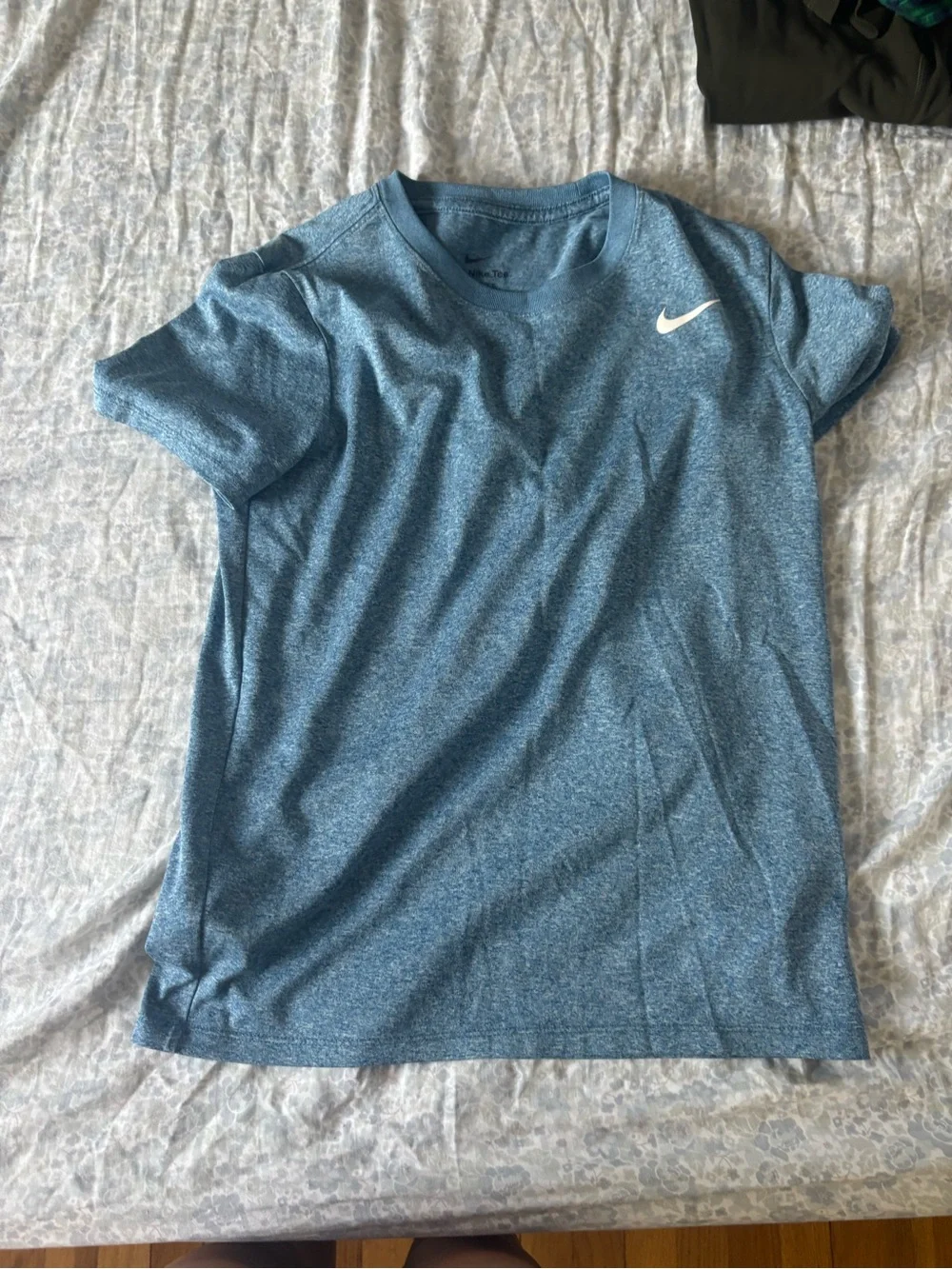 Nike Heathered Blue Performance Tee with White Swoosh